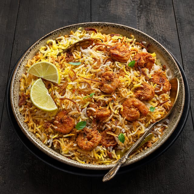 Family Shrimp Biryani.